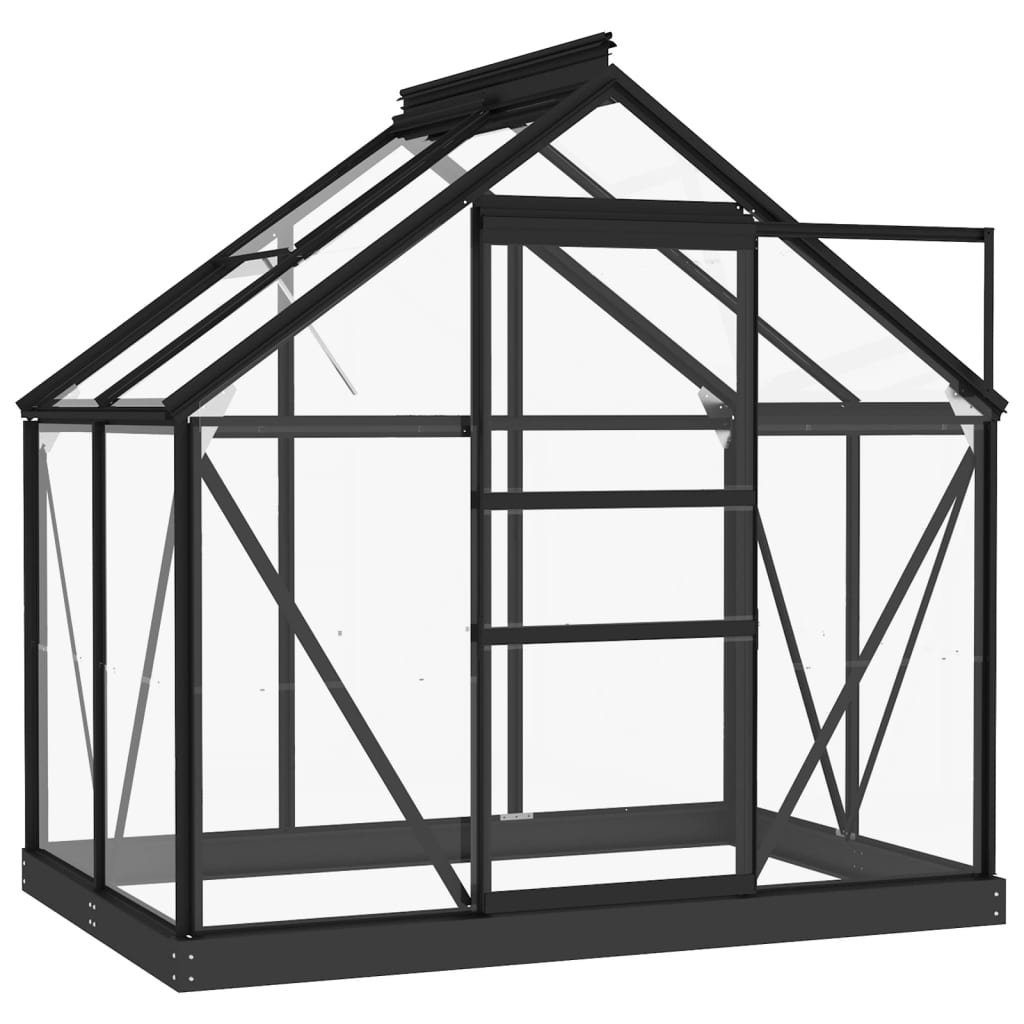 vidaXL Gewächshaus Glas Gewächshaus Anthrazit 155x103x191 cm Aluminium
