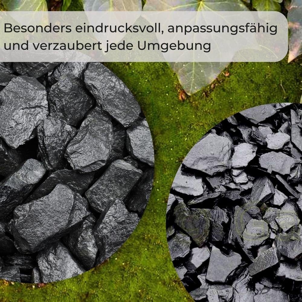 GarPet Dekokies Schiefer Splitt 25 Kg Platten Bruch Zier Stein Kies Schwarz Garten