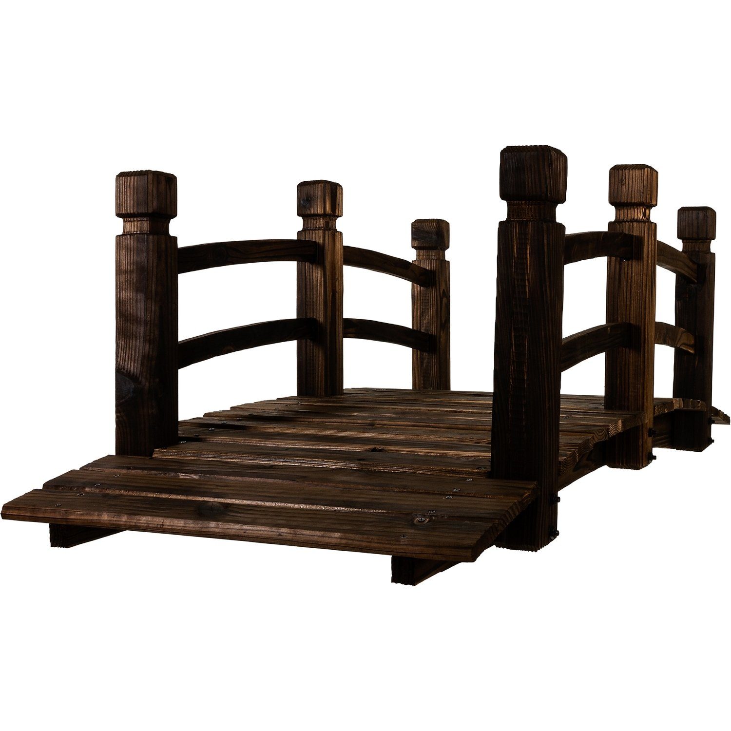 STILISTA Zierbrücke Holzbrücke Gartenbrücke Teichbrücke Dekobrücke, 150 x 65 x 53 cm, mit Geländer, geölt, Farbwahl