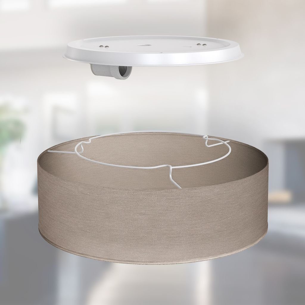 B.K.Licht Deckenleuchte Stoff-Deckenlampe 1 Flammig Wohnzimmer Schlafzimmer - BKL1217, ohne Leuchtmittel, Stoff-Lampenschirm Fassung E27 Durchmesser 30cm Farbe Taupe