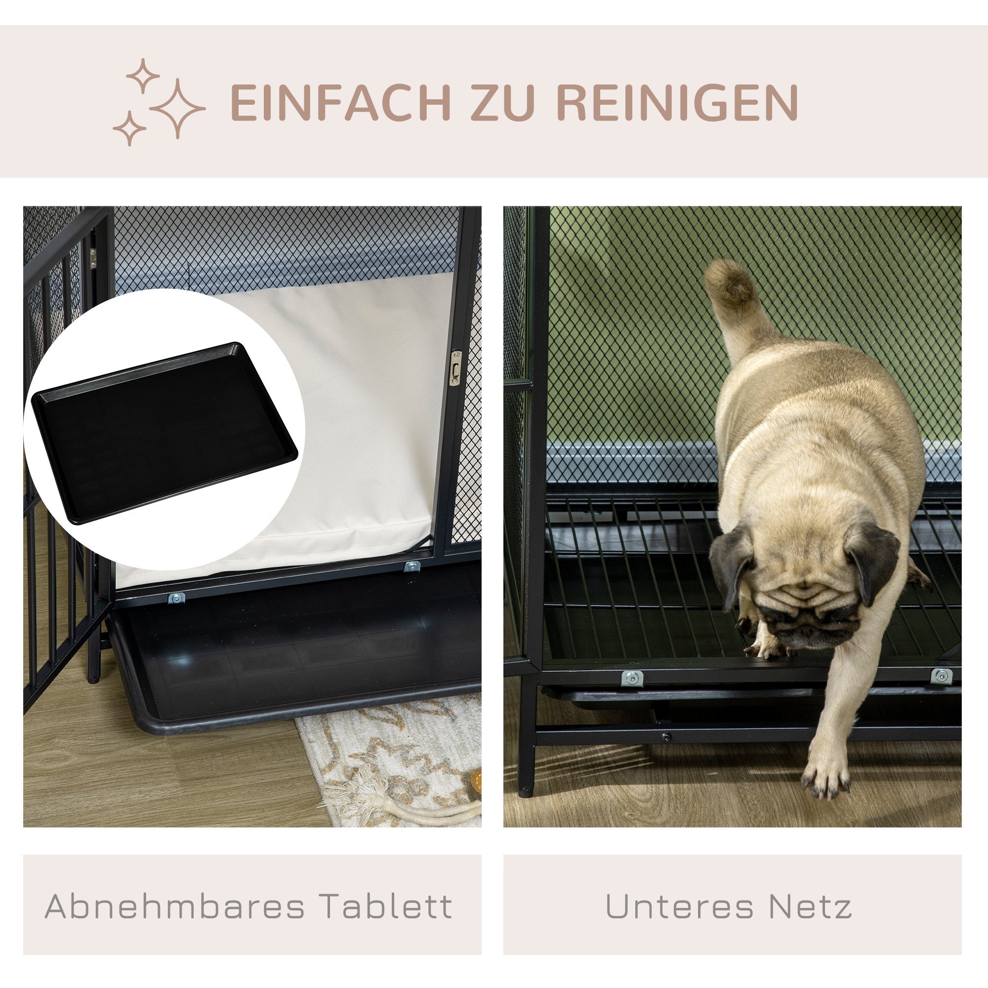 PawHut Hundehütte Hundekäfig, BxTxH: 80x55x71 cm