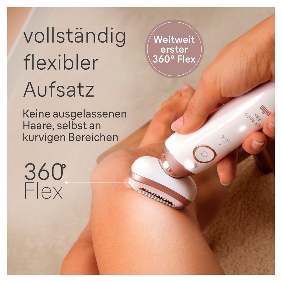 BRAUN Epilierer Silk-épil Flex 9 9-360 mit Rasier-, Trimmer- & Peelingaufsatz, Mini-Rasierer für das Gesicht ... mehr