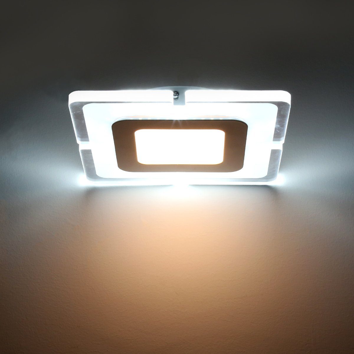 iscooter Deckenleuchte LED Deckenleuchte, Wohnzimmer Schlafzimmer moderne Acryl Deckenlampe, LED fest integriert, Tageslichtweiß, Ultraslim Deckenleuchte, 20x20 cm, 2500K-5500K, ultraflach Wohnzimmer Panel Deckenleuchte, Silber Flurlampe