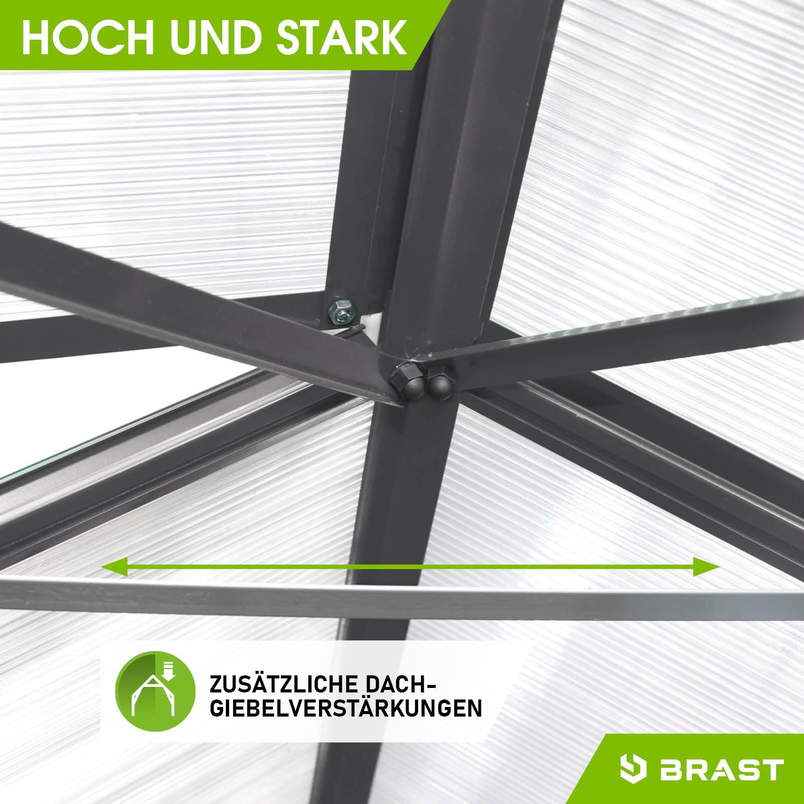 BRAST Gewächshaus ALU mit Fundament rostfrei 190x190x195cm TÜV geprüft, wetterfestes hochwertiges Aluminium