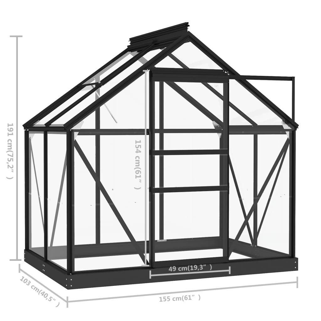 vidaXL Gewächshaus Glas Gewächshaus Anthrazit 155x103x191 cm Aluminium