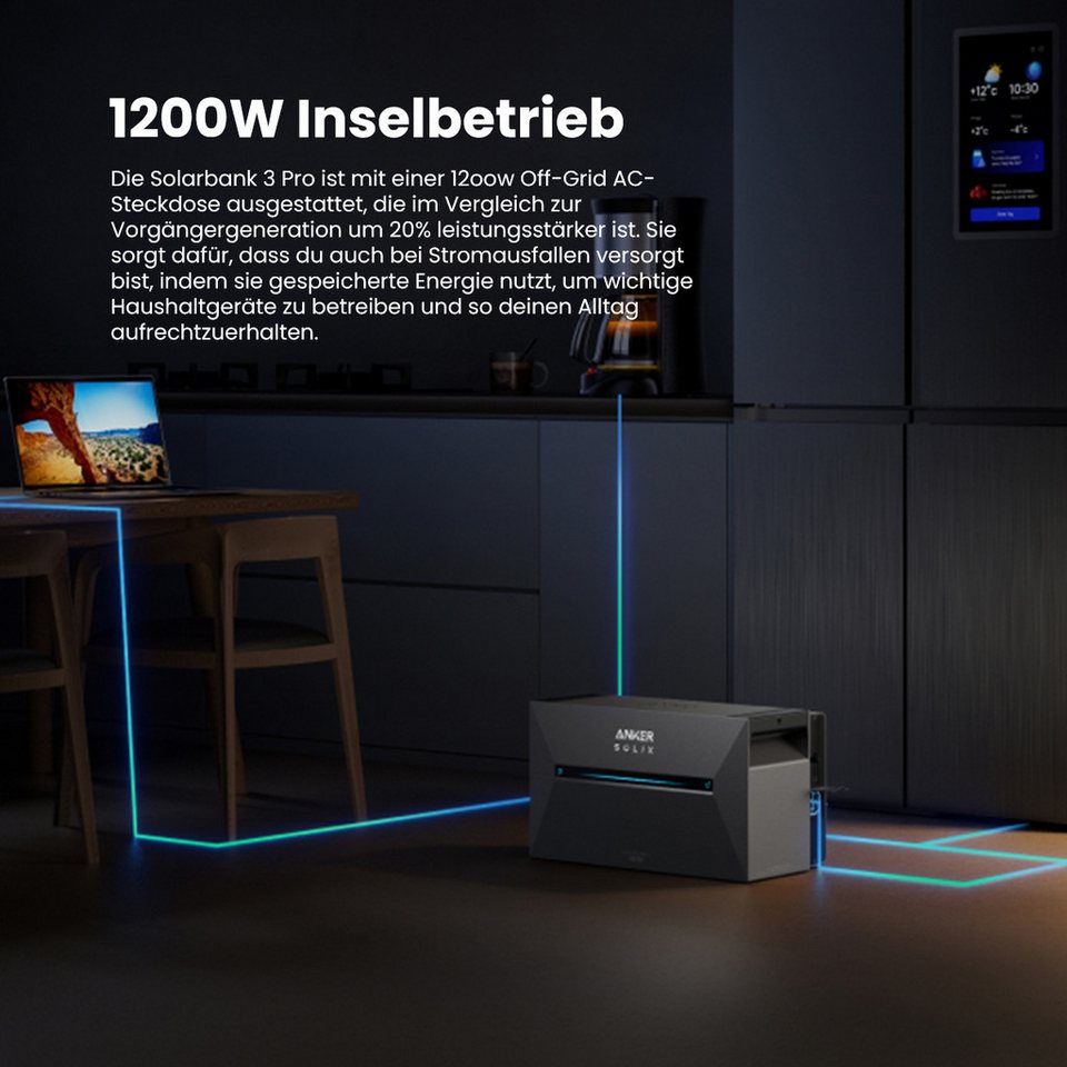 ANKER Balkonkraftwerk Anker SOLIX Solarbank 3 E2700 Pro mit Zusatzsakkus (1x/2x/3x/4x/5x Anker SOLIX BP2700 Erweiterungsakkus (optional), 2,7 kWh Intelligenter Speicher mit integriertem Wechselrichter. ... mehr