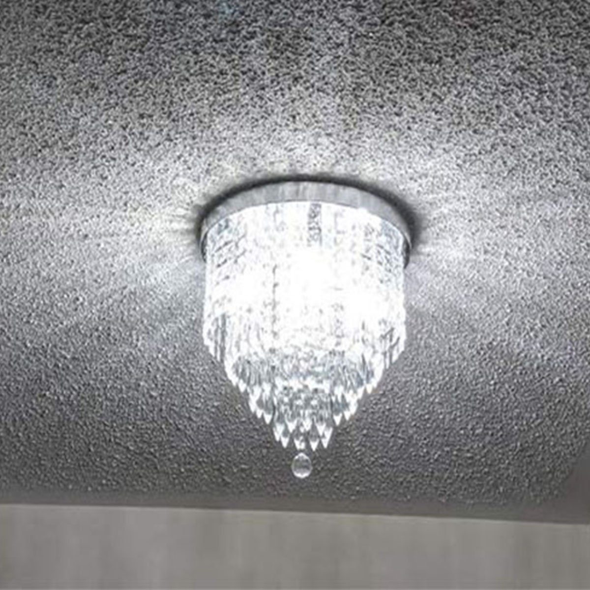 oyajia Deckenleuchte Edelstahl Kristall Kronleuchter Deckenleuchte, G9--3 Lampenfassung, LED wechselbar, Design im Chrom-Stil, 25cm x 32cm, für Schlafzimmer, Wohnzimmer, Esszimmer