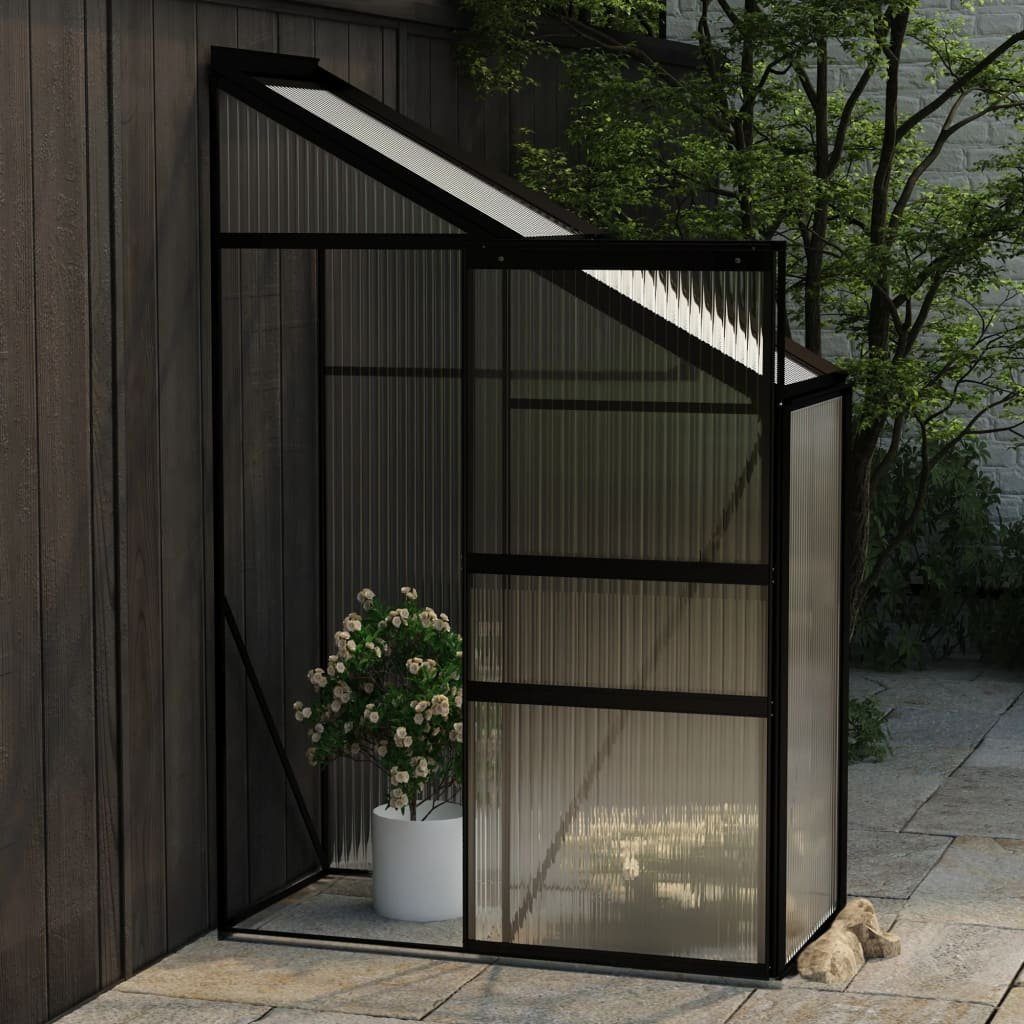 vidaXL Gewächshaus Anlehngewächshaus Anthrazit Aluminium 1,44 m³