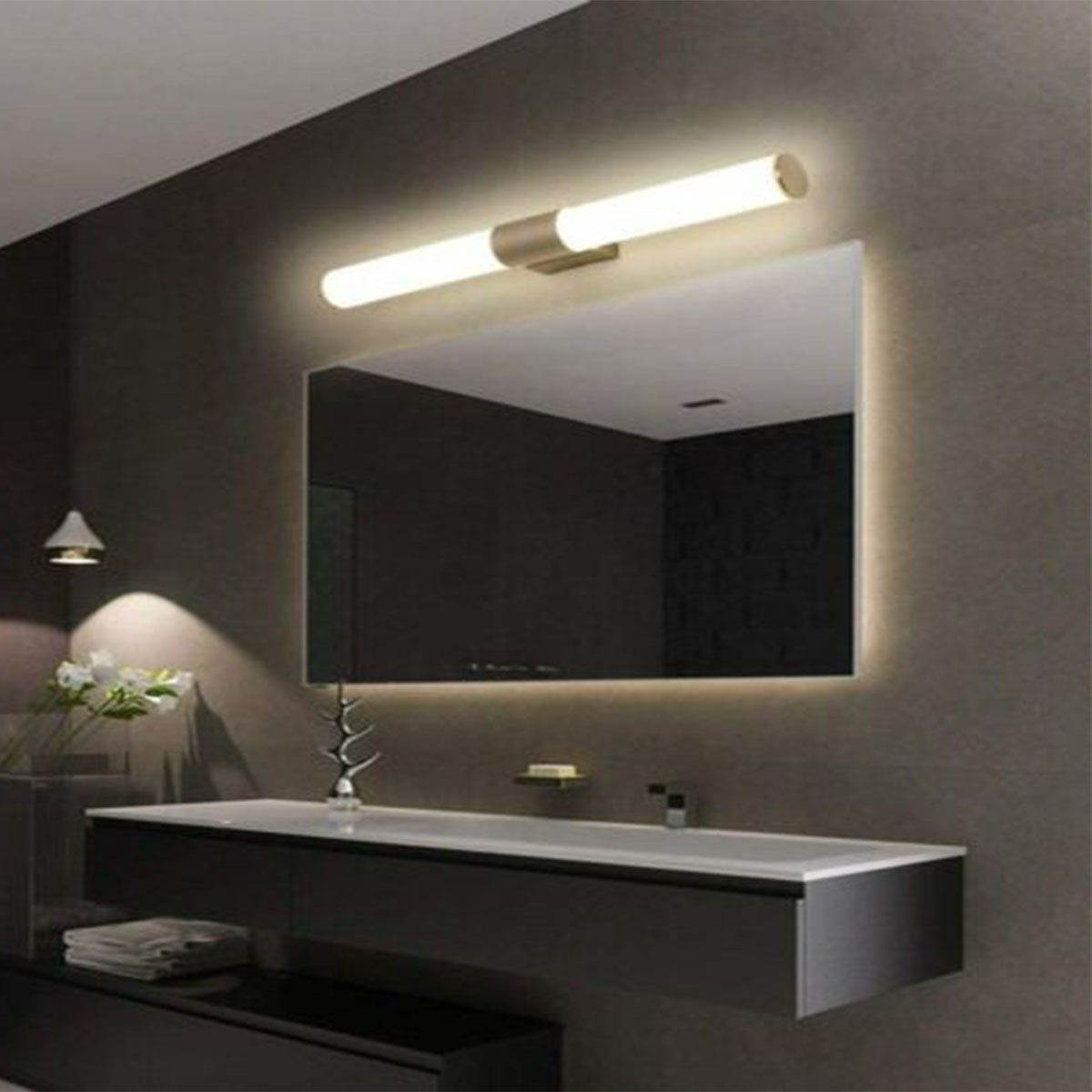 oyajia Spiegelleuchte 22W LED Spiegelleuchte, Wandleuchte Spiegel Frontleuchte Scheinwerfer, LED fest integriert, LED Wandleuchte Badezimmer Beleuchtung Schminklicht, Aufbaulampe Wand Make-up Kommode Ständer Licht