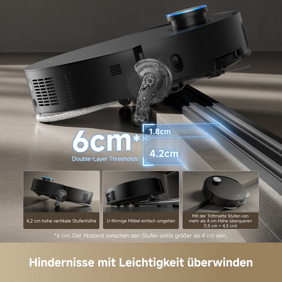 DREAME Saugroboter mit Wischfunktion Dreame X50 Master, 20.000 Pa Saugkraft Hindernisüberwindung, kompakte Basisstation ... mehr