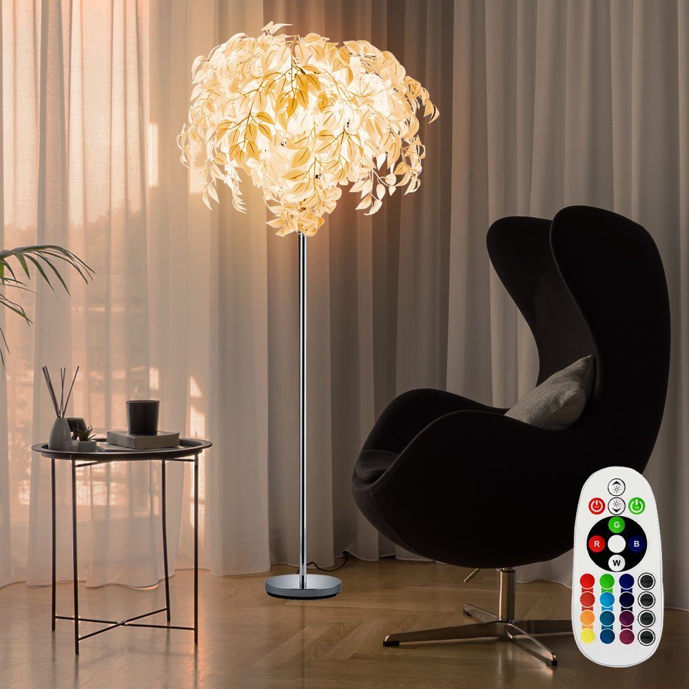 etc-shop LED Stehlampe, Leuchtmittel inklusive, Warmweiß, Farbwechsel, Stand Lampe Blätter Steh Leuchte Fernbedienung Beleuchtung mit Set