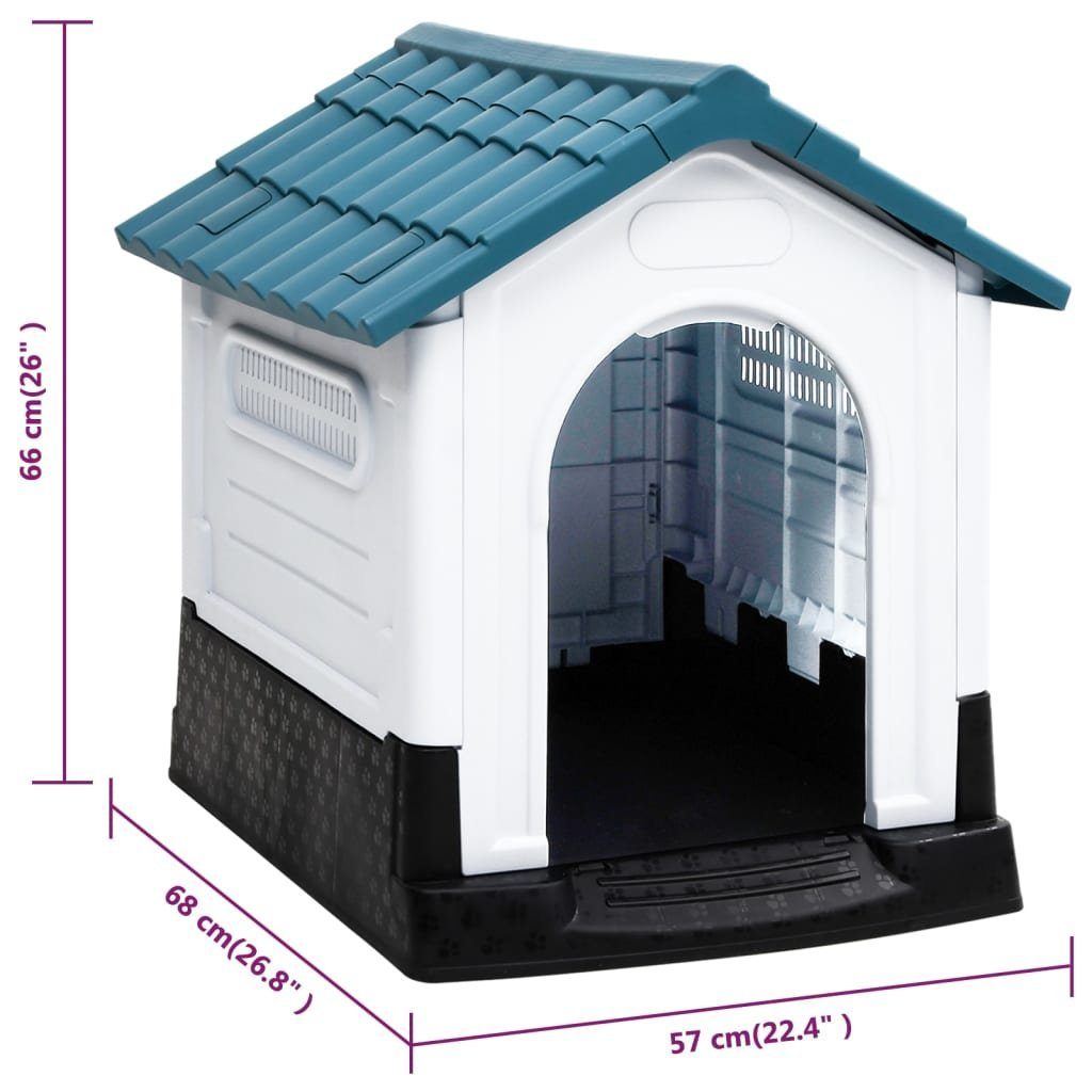 vidaXL Hundehütte Hundehütte Blau 57x68x66 cm Polypropylen
