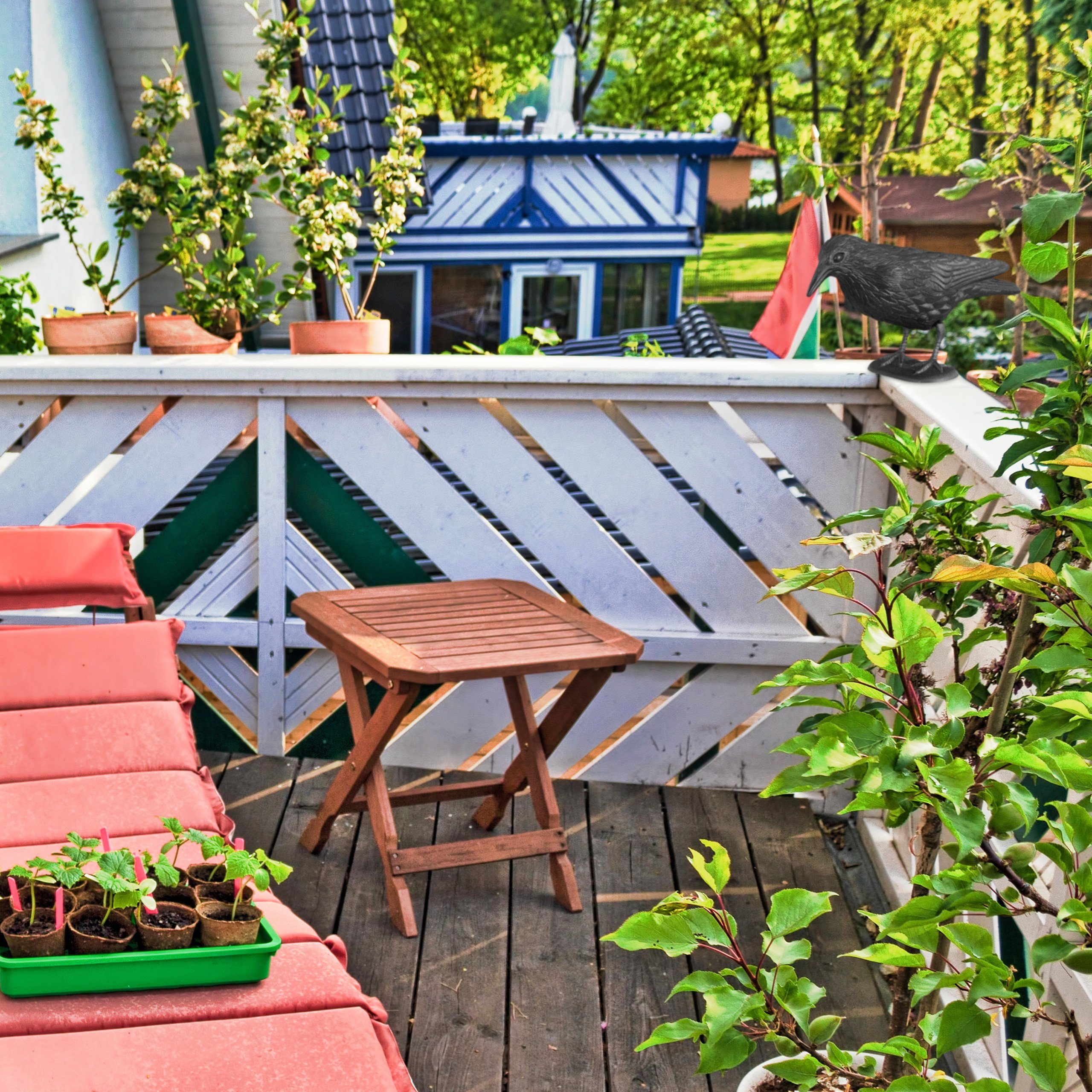 relaxdays Gartenfigur 3 x Taubenschreck Krähe sitzend