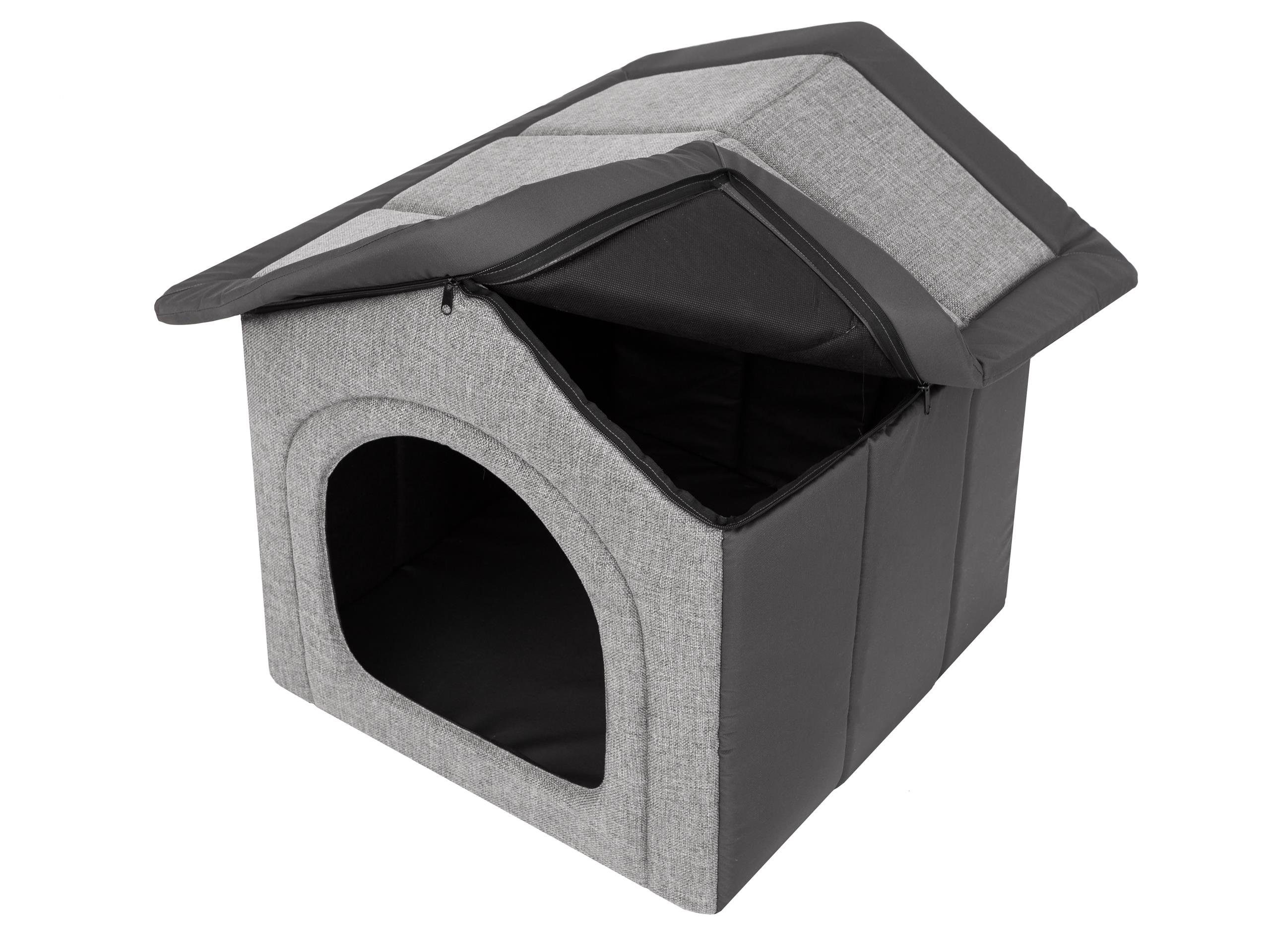 Bjird Tierhaus Hundehütte Inari, Waschbar bei 30 Grad, krazfest, made in EU, mit herausnehmbarem Dach