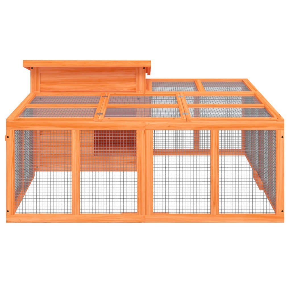 vidaXL Hühnerstall Kaninchenstall Braun 144x123x67,5 cm Massivholz Kiefer