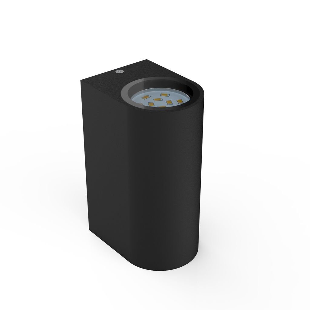 B.K.Licht Wandleuchte LED Wandlampe Außen & Innen Wandspot 15x9cm schwarz IP44 - BKL1140, LED wechselbar, Warmweiß, 3000K Badleuchte Hauswand Up Down 2x GU10 5W 400lm Terrasse Badezimmer