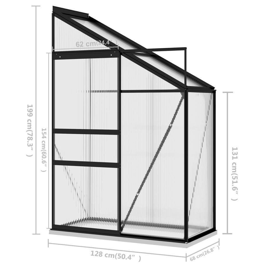 vidaXL Gewächshaus Anlehngewächshaus Anthrazit Aluminium 1,44 m³