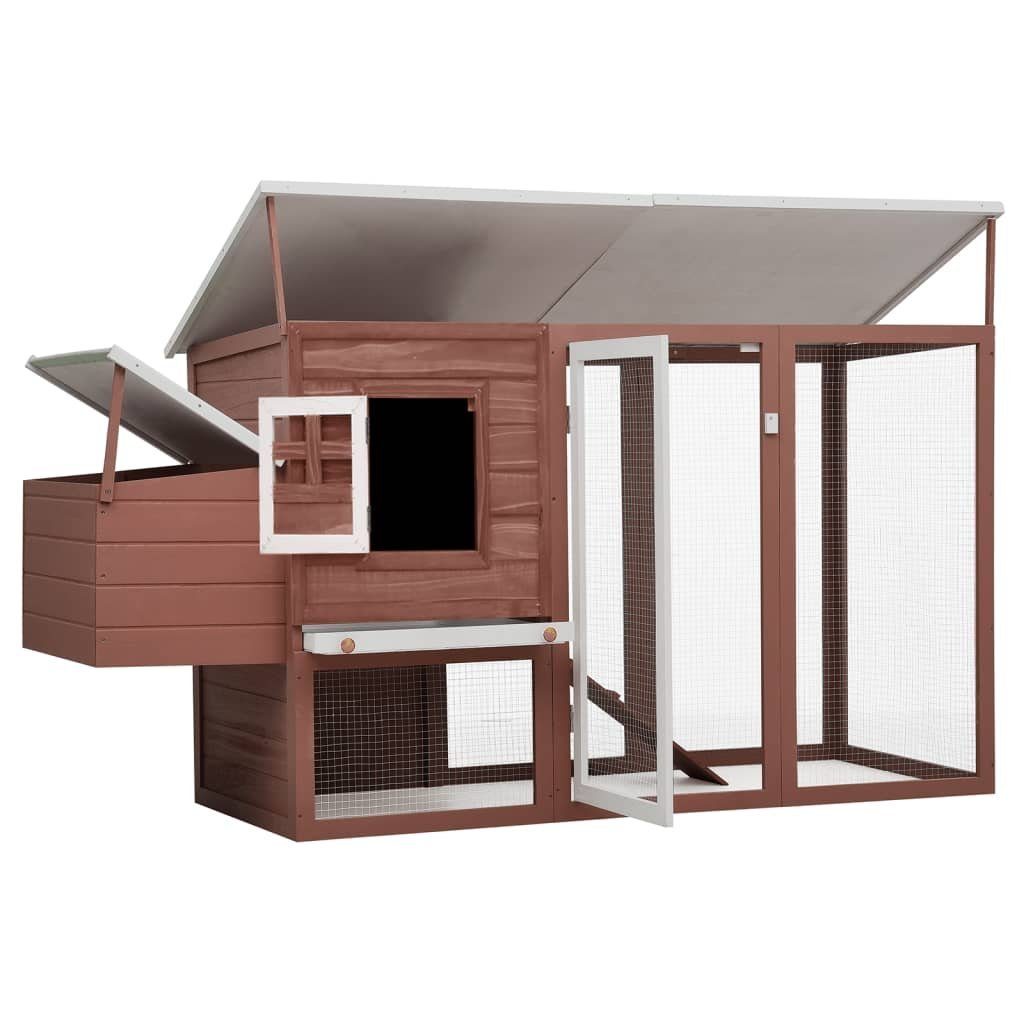vidaXL Hühnerstall Garten-Hühnerstall mit 1 Legenest Braun Holz