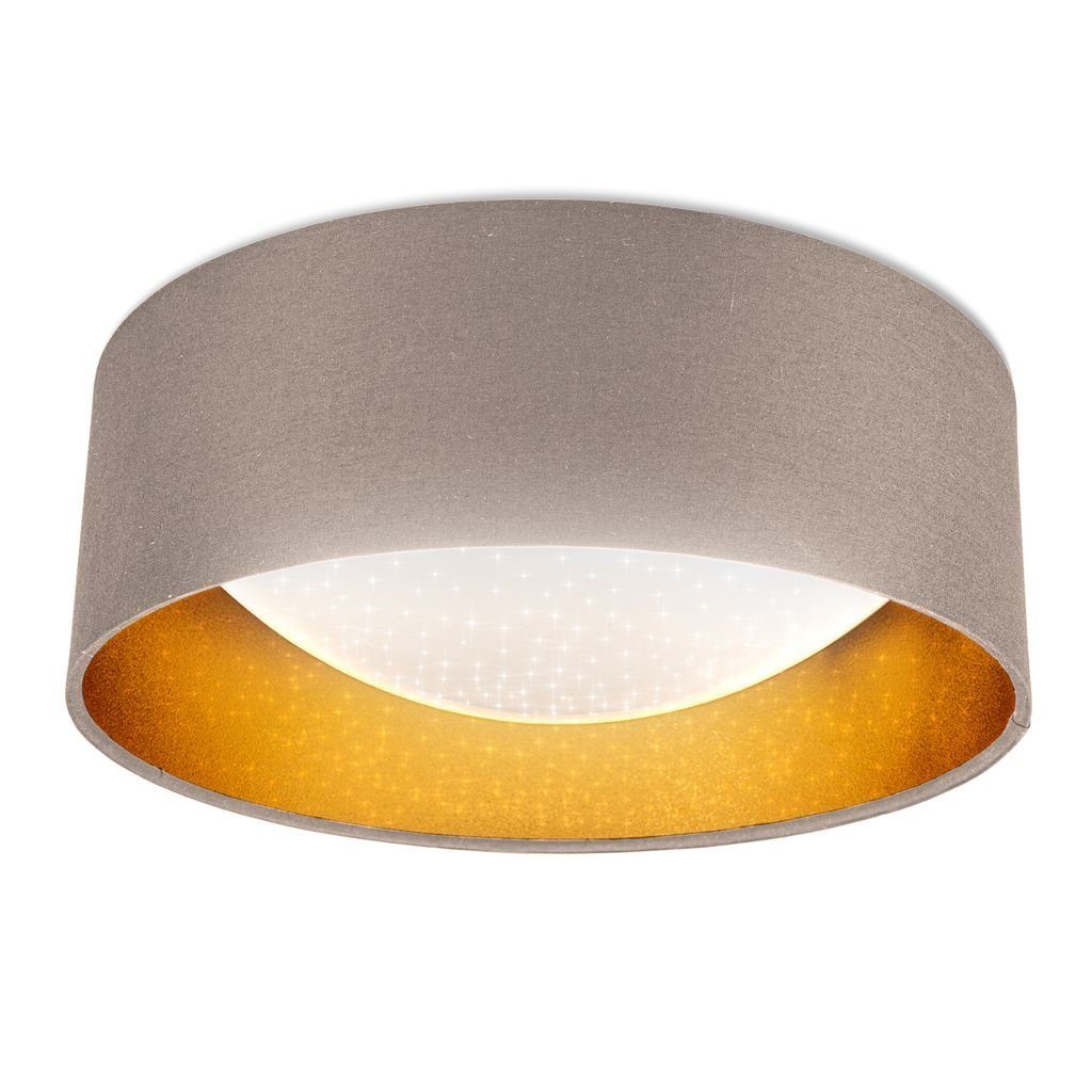 B.K.Licht Deckenleuchte LED Stoff-Deckenlampe 32cm Sternenhimmeleffekt Taupe-Gold - BKL1307, LED fest integriert, Neutralweiß, 4000K Lampe 12W 1200lm Stoffdeckenleuchte Wohnzimmer Schlafzimmer