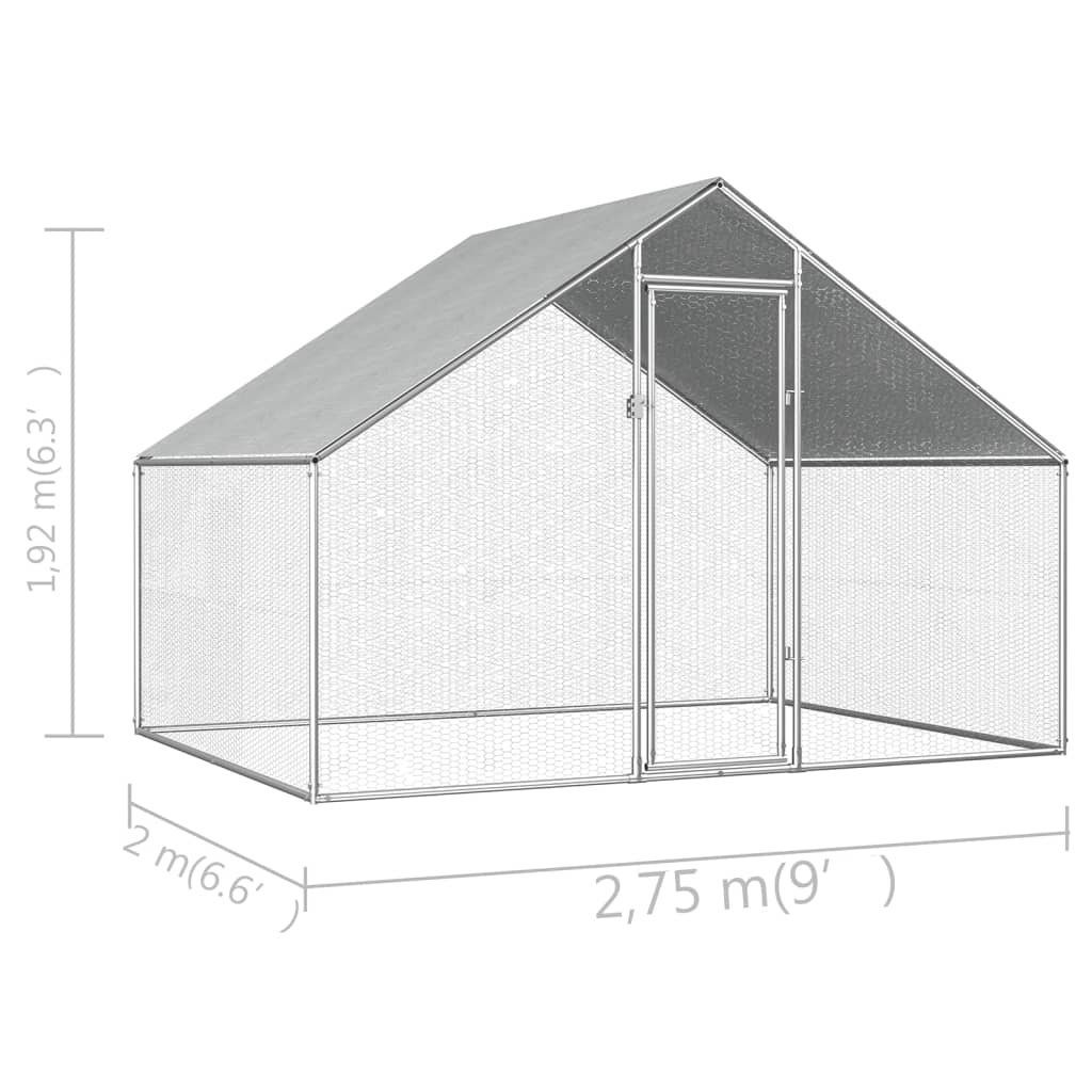 vidaXL Hühnerstall Outdoor-Hühnerkäfig 2,75x2x1,92 m Verzinkter Stahl