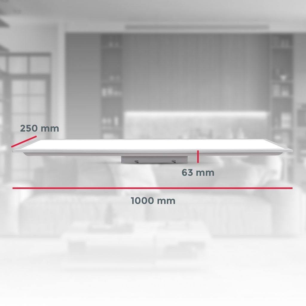 B.K.Licht Deckenleuchte LED Panel 100x25cm dimmbar 24 Watt 2200 Lumen ultra-flach Weiß BKL1326, Dimmfunktion, LED fest integriert, Farbwechsler, Kaltweiß, Neutralweiß, Warmweiß, Deckenlampe CCT 3000K-6500K inkl Fernbedienung Timer Nachtlicht Memory