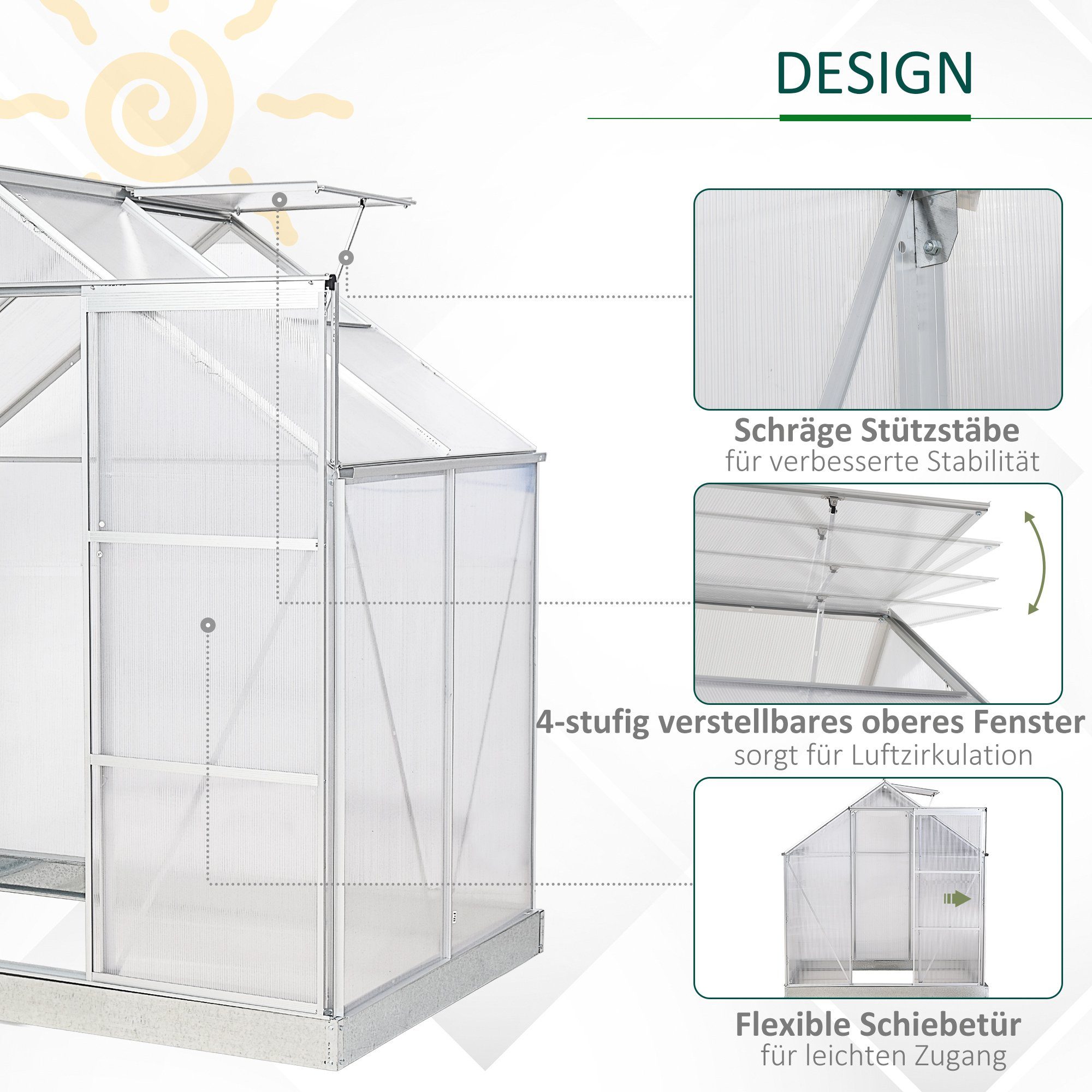 Outsunny Gewächshaus Gewächshaus mit Alu-Gestell