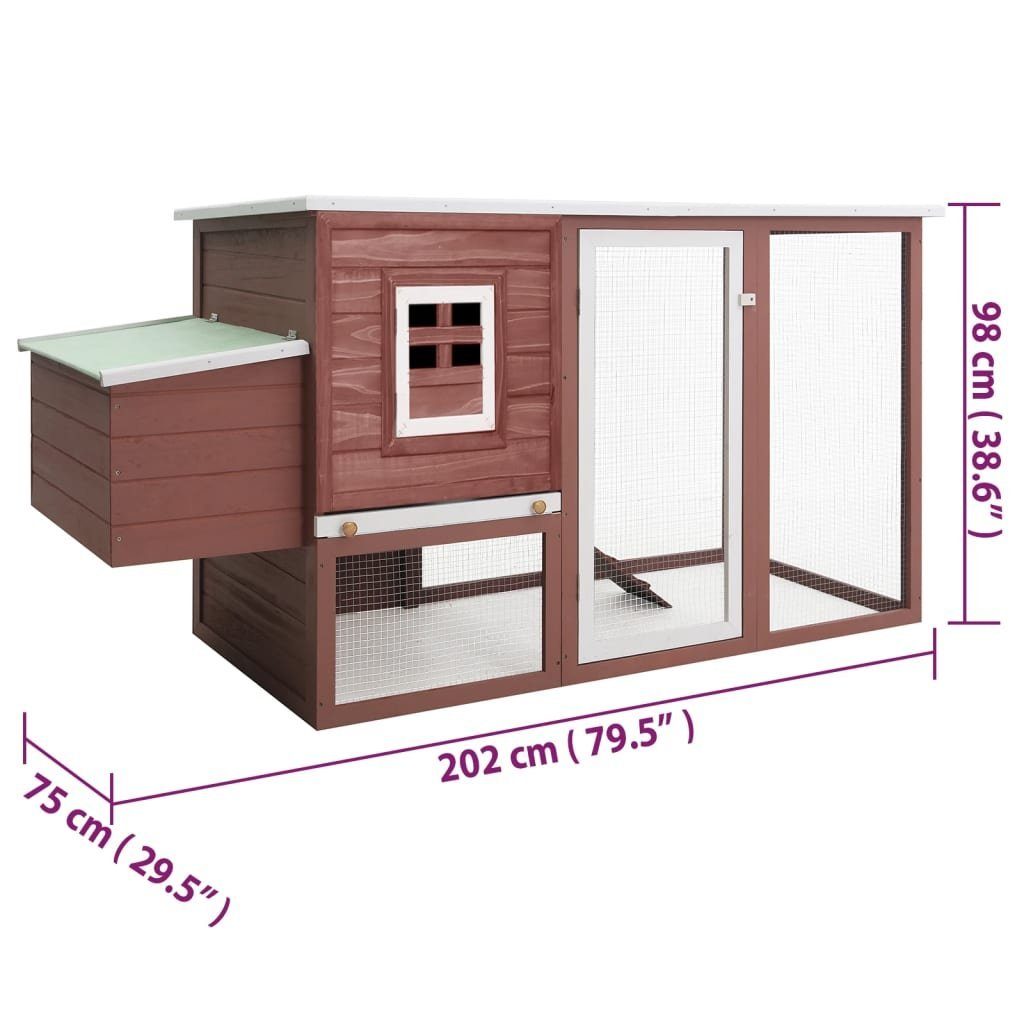 vidaXL Hühnerstall Garten-Hühnerstall mit 1 Legenest Braun Holz