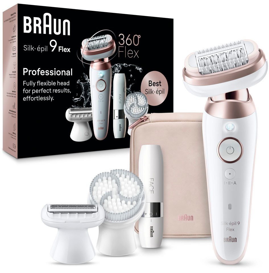 BRAUN Epilierer Silk-épil Flex 9 9-360 mit Rasier-, Trimmer- & Peelingaufsatz, Mini-Rasierer für das Gesicht ... mehr