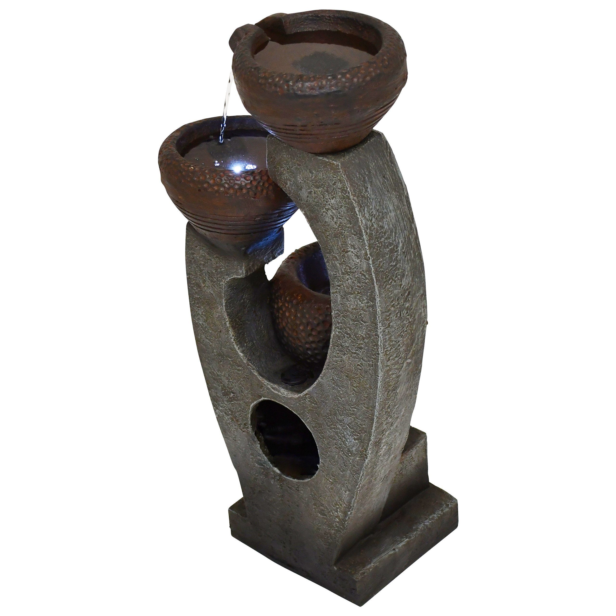 MACO-Möbel Vertriebs GmbH Gartenbrunnen SEMATAN Medium, 62,5 cm hoch, 22 cm breit, LED-Licht kaltweiß, Wasserspiel sehr leise & dezent