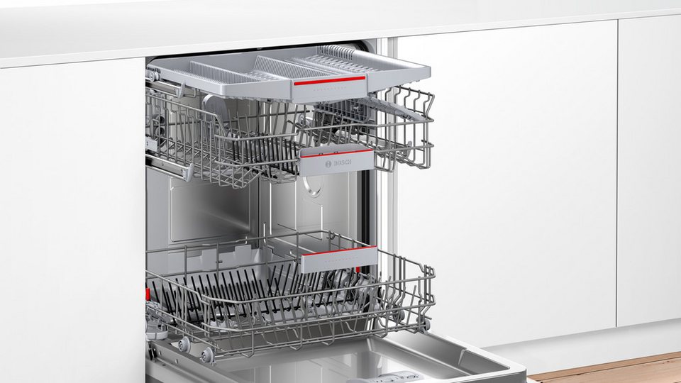 BOSCH vollintegrierbarer Geschirrspüler Serie 4 SMV4EVX09E Automatische Türöffnung für Effizienz, flexible Körbe & Schubladen ... mehr