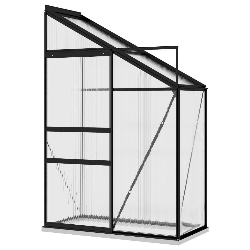 vidaXL Gewächshaus Anlehngewächshaus Anthrazit Aluminium 1,44 m³