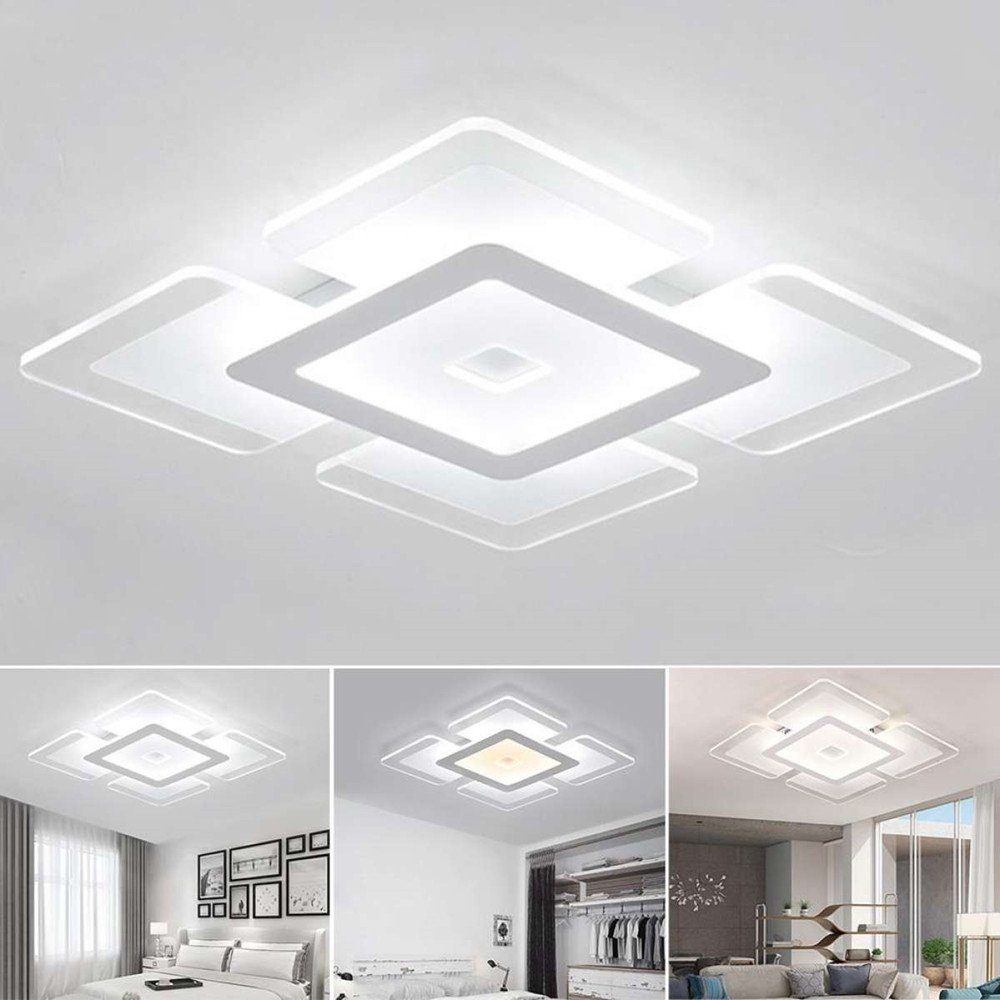iscooter Deckenleuchte LED Deckenleuchte, Wohnzimmer Schlafzimmer moderne Acryl Deckenlampe, LED fest integriert, Tageslichtweiß, Ultraslim Deckenleuchte, 20x20 cm, 2500K-5500K, ultraflach Wohnzimmer Panel Deckenleuchte, Silber Flurlampe