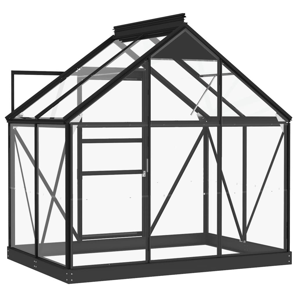 vidaXL Gewächshaus Glas Gewächshaus Anthrazit 155x103x191 cm Aluminium