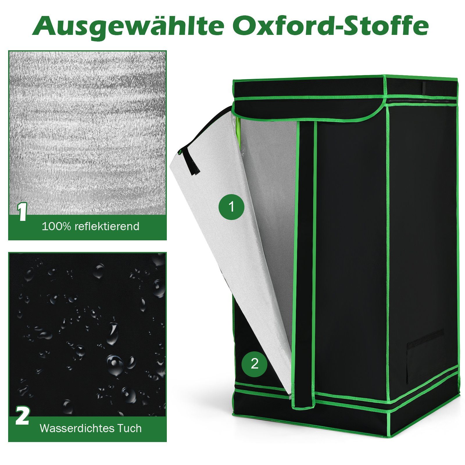 COSTWAY Gewächshaus, BxTxH: 60 x 60 x 120,00 cm, Growbox, Darkroom