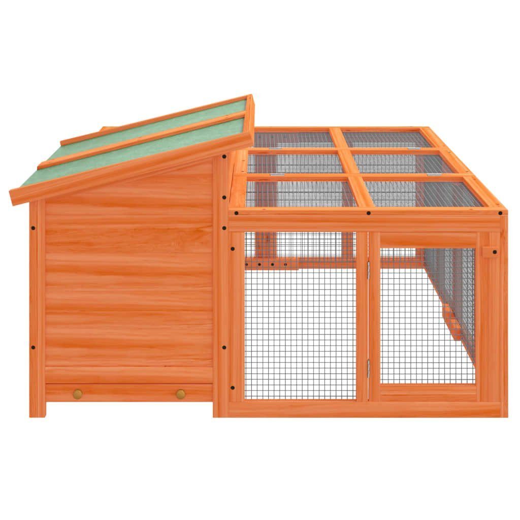 vidaXL Hühnerstall Kaninchenstall Braun 144x123x67,5 cm Massivholz Kiefer
