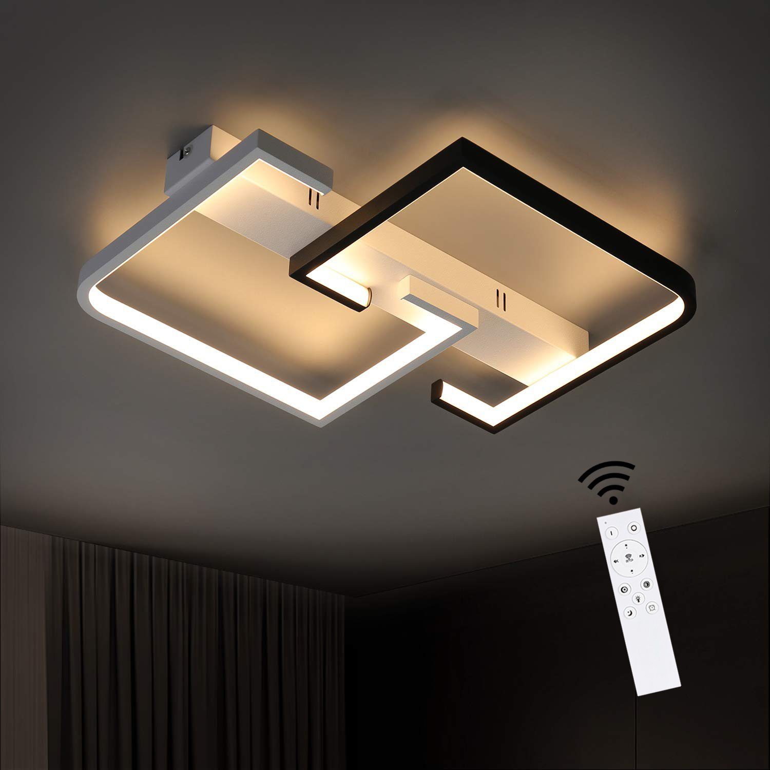 ZMH LED Deckenleuchte Deckenlampe dimmbar mit Fernbedienung für Schlafzimmer Flur, Hochwertige Lampenperlen, LED fest integriert, 3000-6500k
