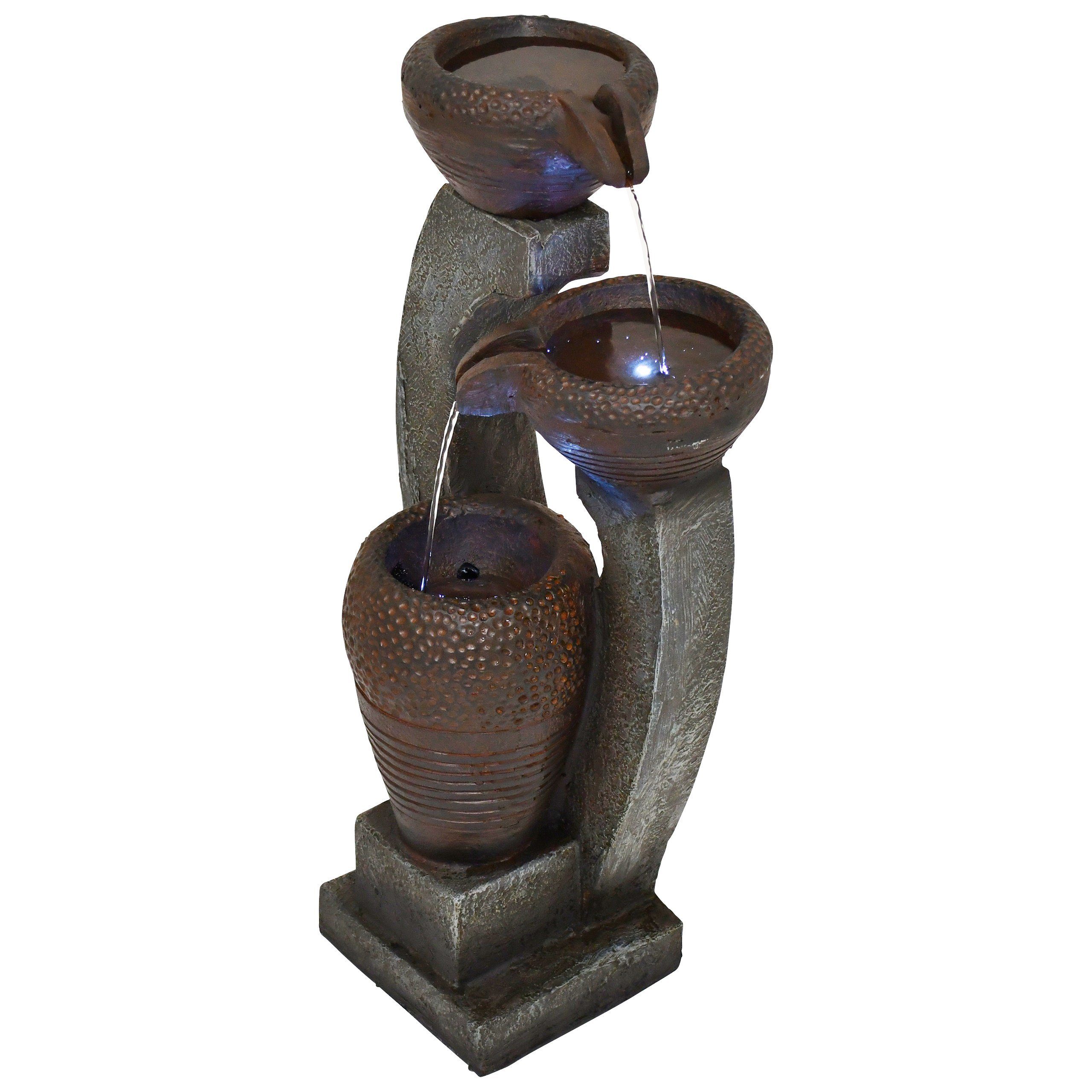 MACO-Möbel Vertriebs GmbH Gartenbrunnen SEMATAN Medium, 62,5 cm hoch, 22 cm breit, LED-Licht kaltweiß, Wasserspiel sehr leise & dezent