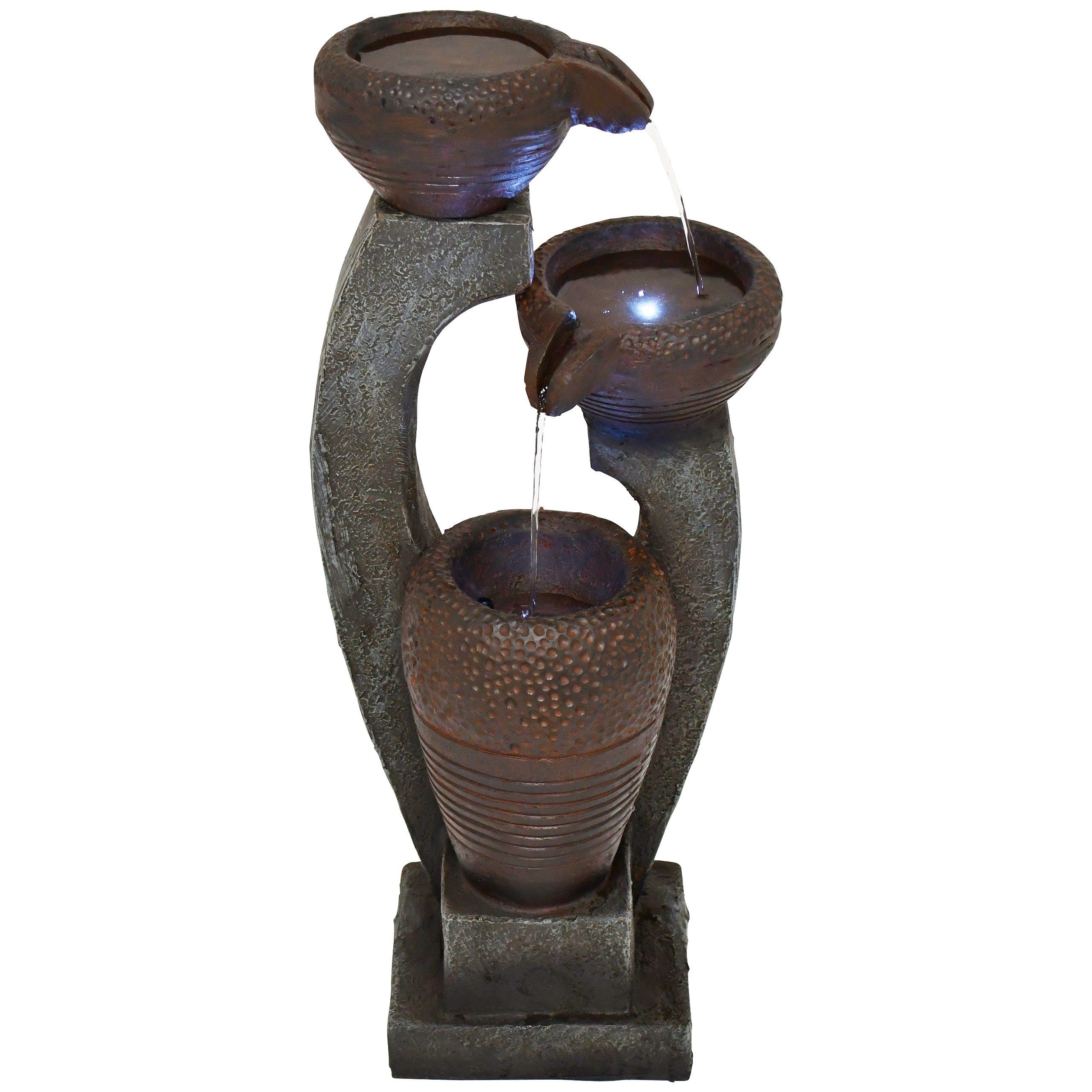 MACO-Möbel Vertriebs GmbH Gartenbrunnen SEMATAN Medium, 62,5 cm hoch, 22 cm breit, LED-Licht kaltweiß, Wasserspiel sehr leise & dezent