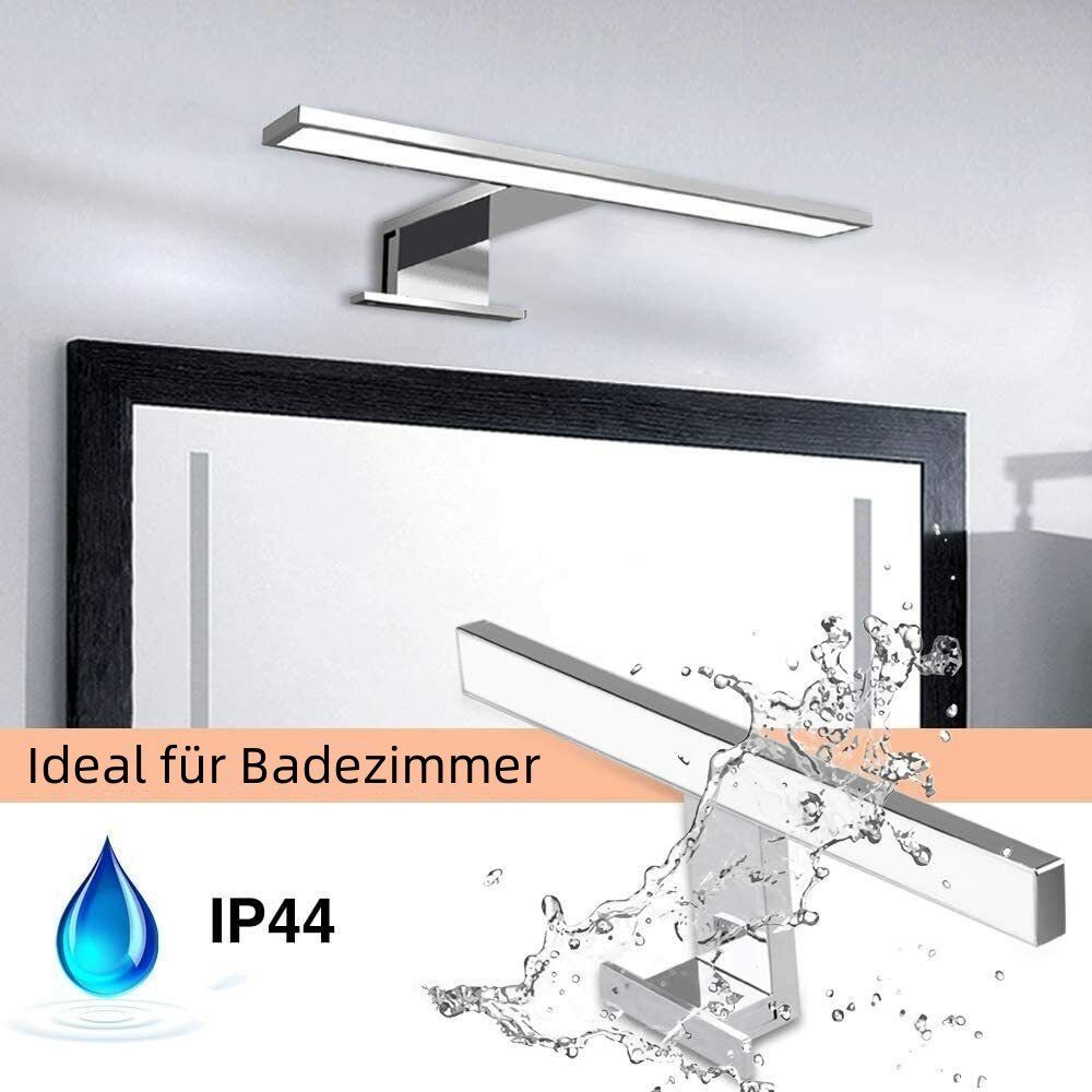 LETGOSPT Wandleuchte LED Spiegelleuchte, 30cm 60cm LED Spiegellampe, LED fest integriert, Kaltweiß, Aufbauleuchte + Klemmleuchte, Aluminium, Schminklicht, Schrank-Beleuchtung 230V 650 IP44