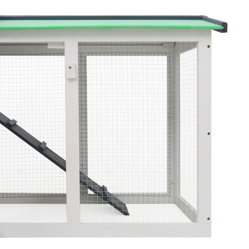 vidaXL Hühnerstall Großer Kaninchenstall Grau und Weiß 145x45x85 cm Holz